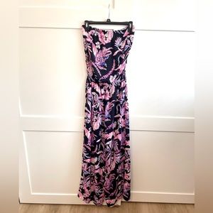 🌸Lilly Pulitzer Pim Women's Strapless Jumpsuit Pink Purple Tropical